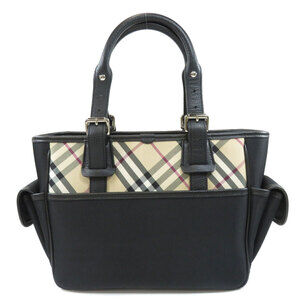 Burberry Leather Check Handbag Nova Black